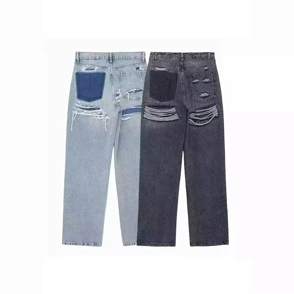 JARA | Rippede jeans med høy midje i denim