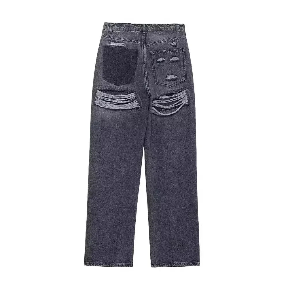 JARA | Rippede jeans med høy midje i denim