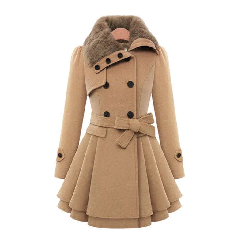 dilavora®-Elegant trenchcoat med vegansk pels